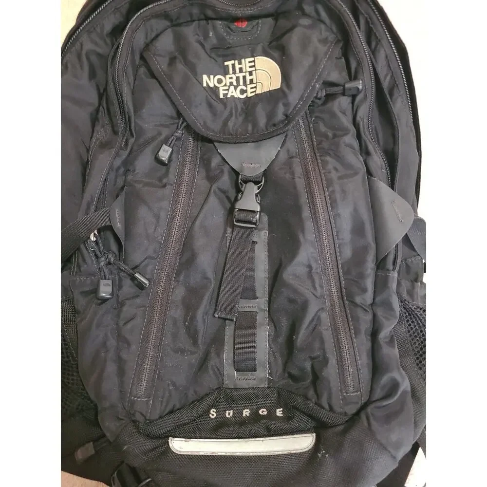 The North Face Surge Hiking Backpack Soft Black Laptop Travel School Daypack